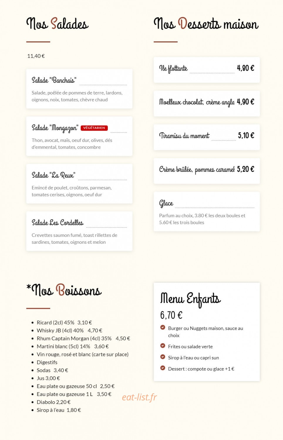 Le Burger Bartholoméen — carte page 2