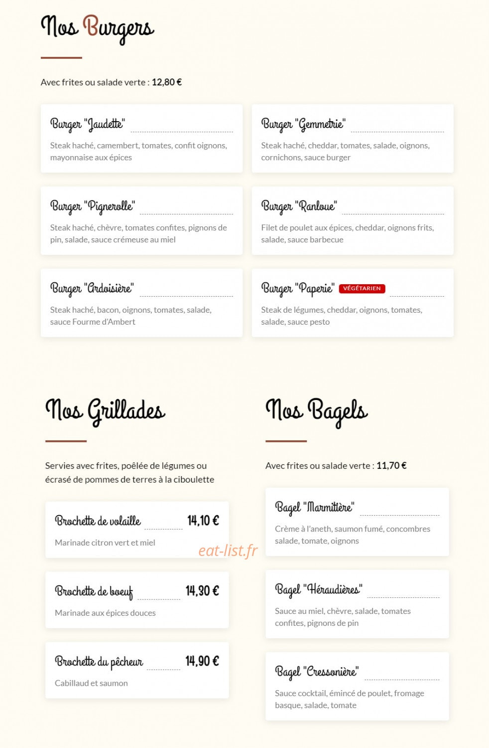 Le Burger Bartholoméen — carte page 1