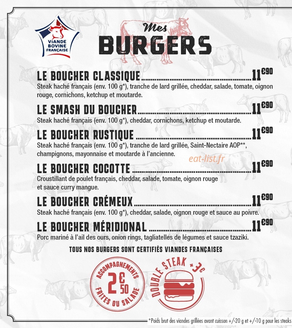 Le Kiosque du Boucher — carte page 1