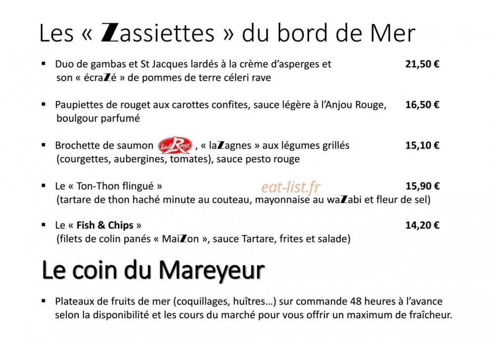 Le zinc — carte page 10