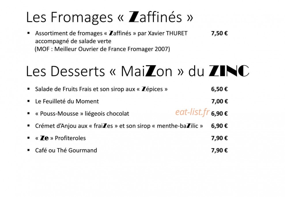 Le zinc — carte page 12
