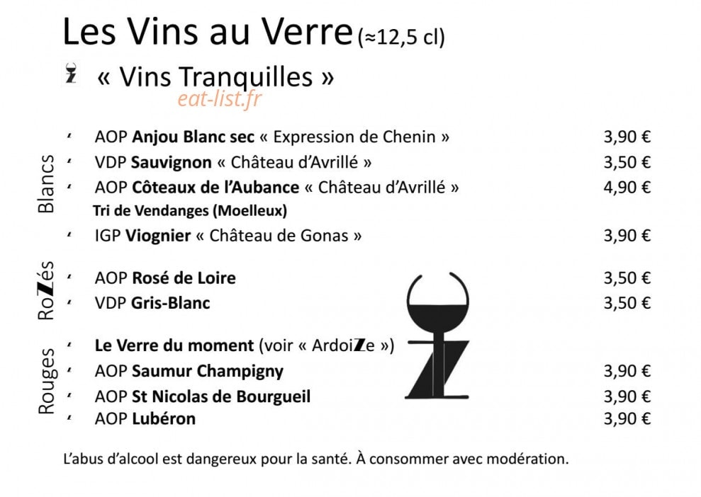 Le zinc — carte page 16