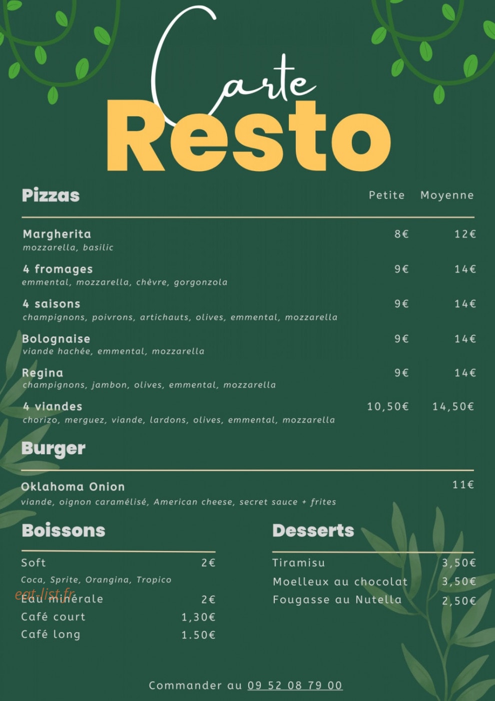 Pause pizza — carte page 1