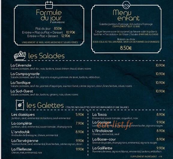 Au Grenier à Blé — carte page 1