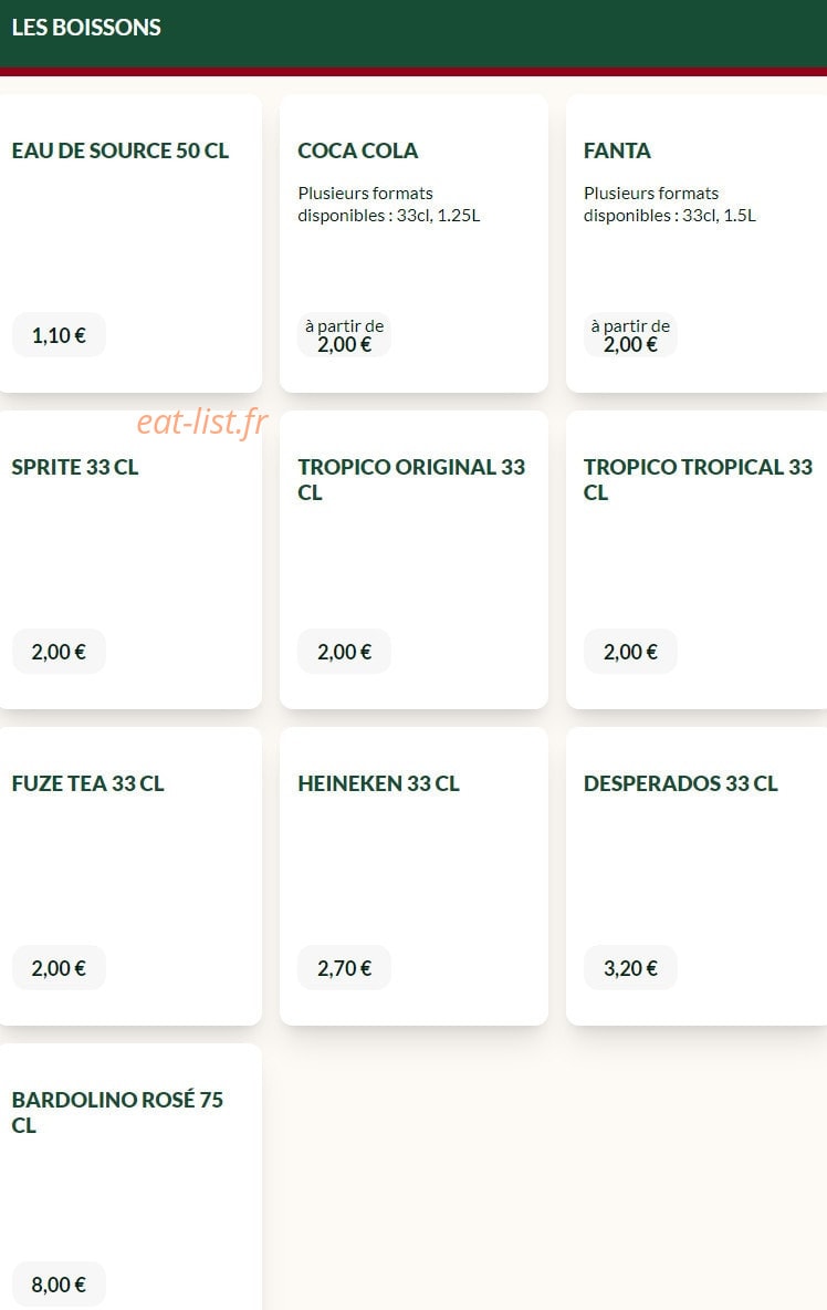 Le Kiosque à Pizzas — carte page 9