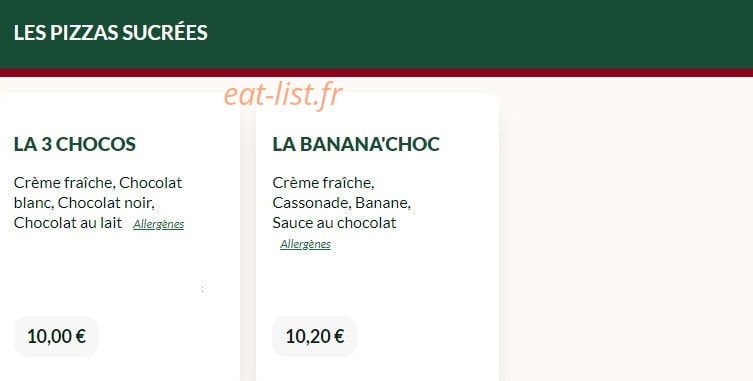 Le Kiosque à Pizzas — carte page 6