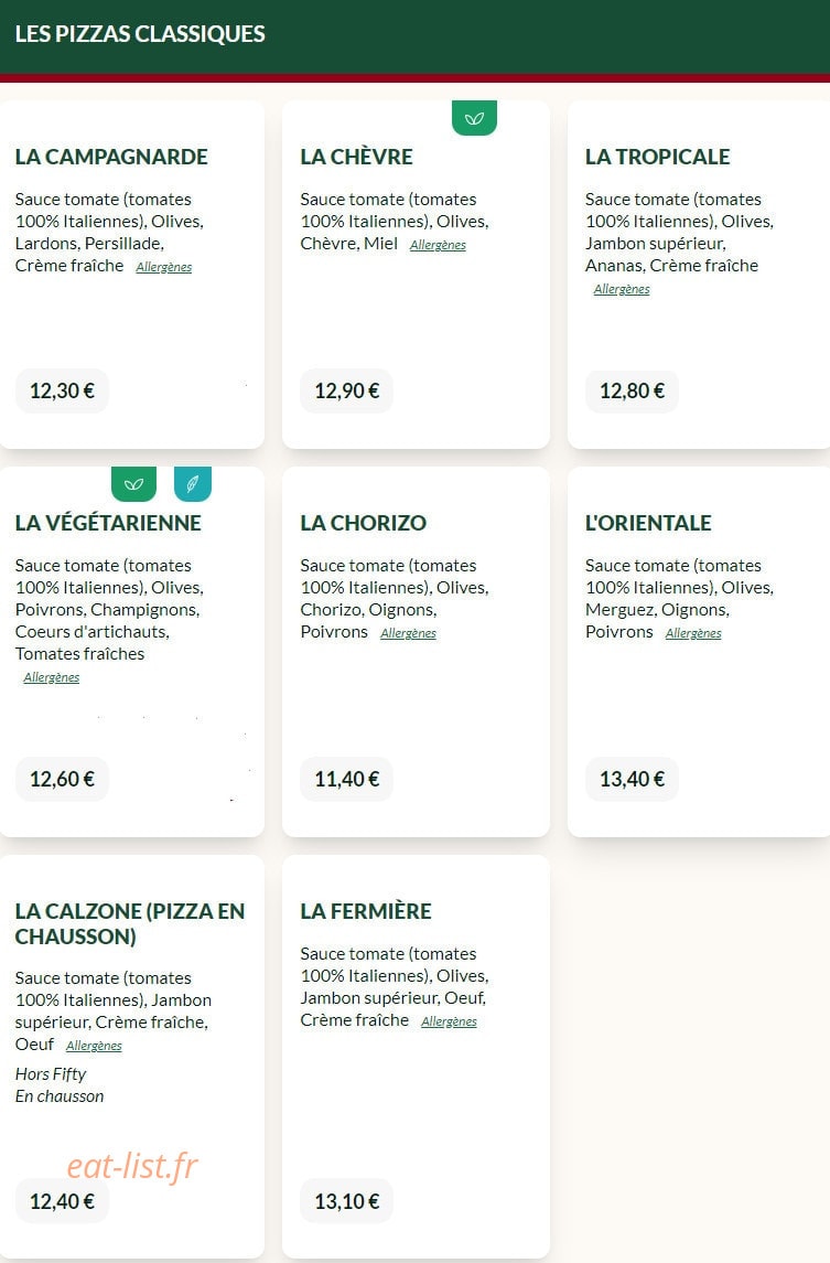 Le Kiosque à Pizzas — carte page 2