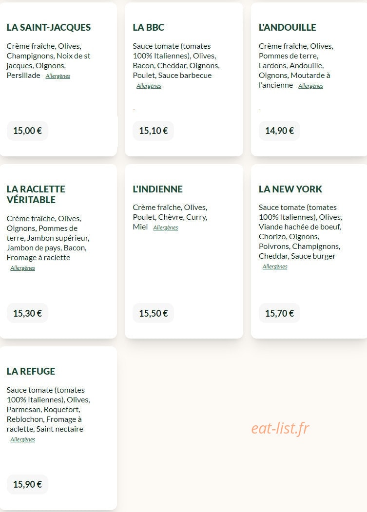 Le Kiosque à Pizzas — carte page 5