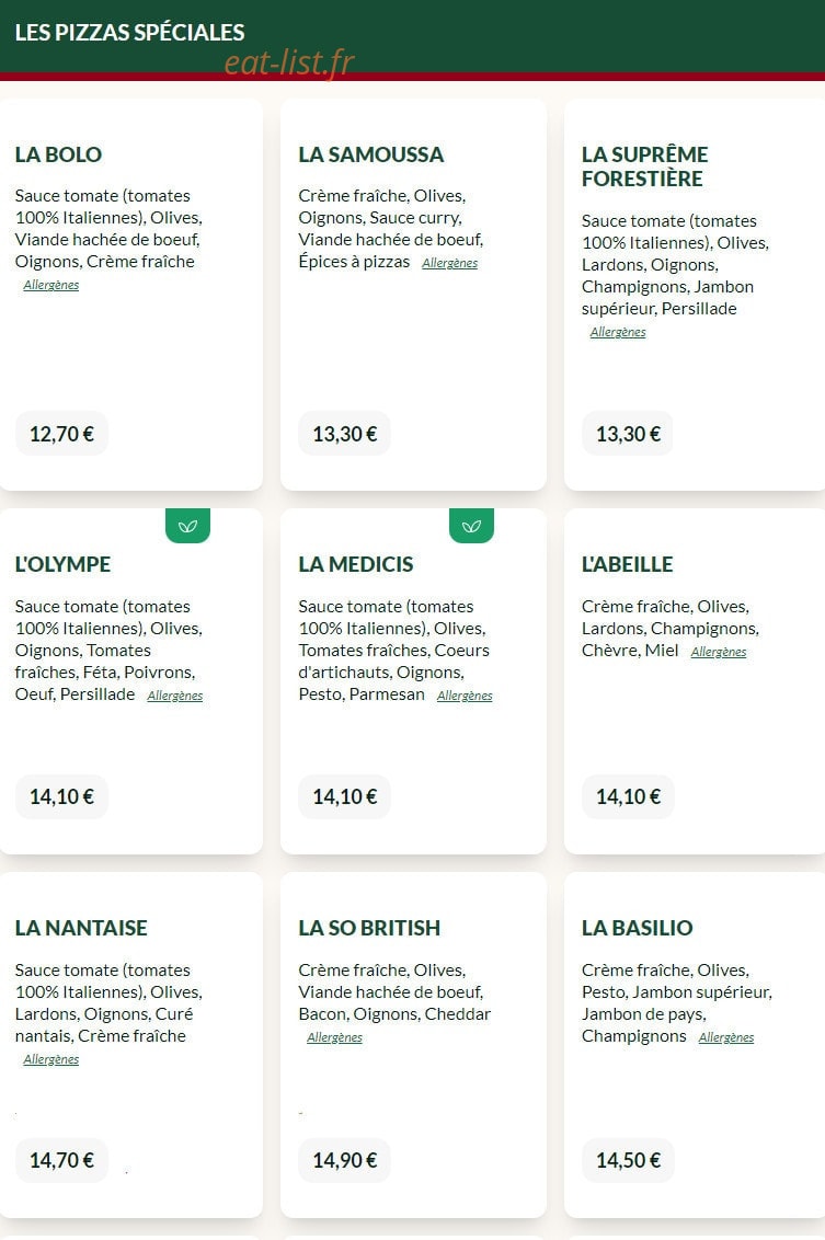 Le Kiosque à Pizzas — carte page 4