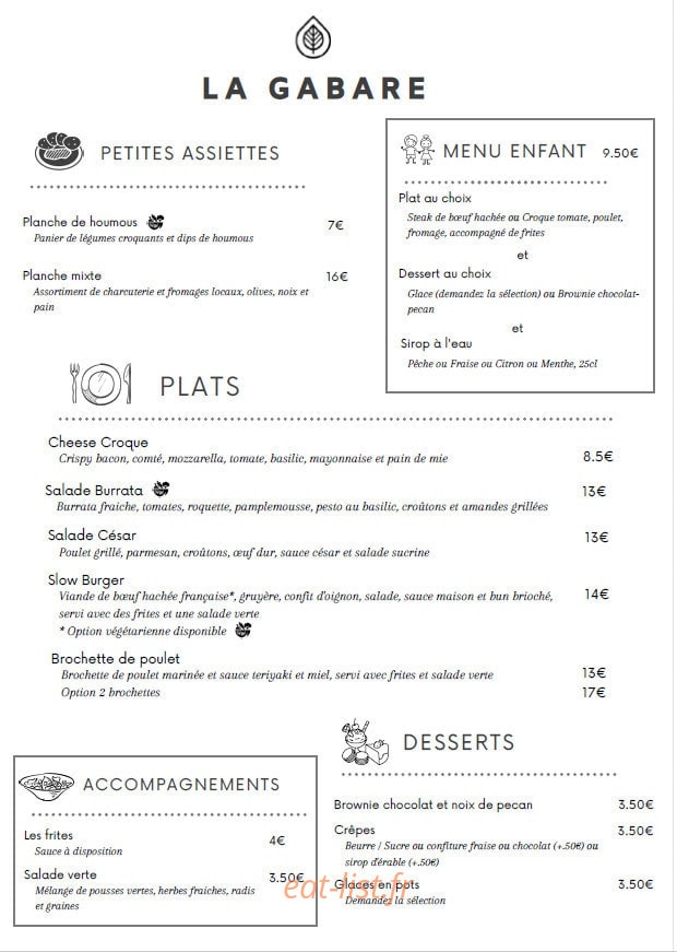 Guinguette La Gabare — carte page 1