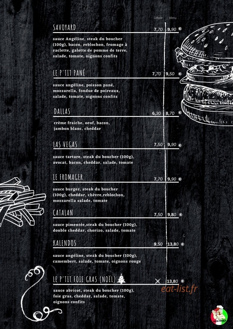 Carte et menu de Pizza Fresca & Burgers à Les Ponts de Ce — Les pizzas bases crème fraiches suite