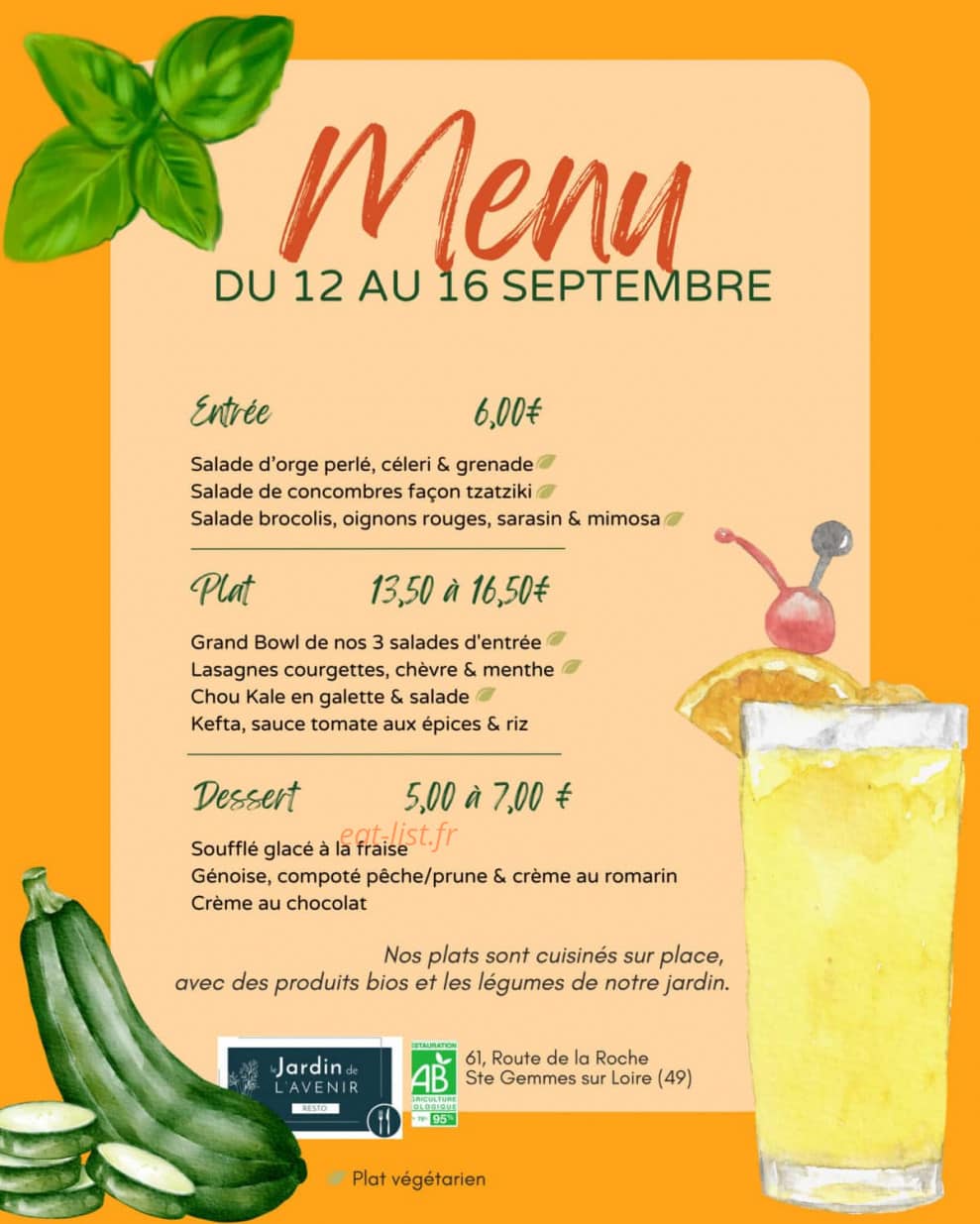 Le Resto du Jardin — carte page 1