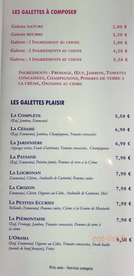 Les Petites Écuries — carte page 1