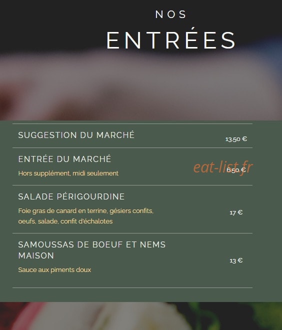 Carte et menu de Les Toqués d'Anjou à Rives-du-Loir-en-Anjou — Les entrées