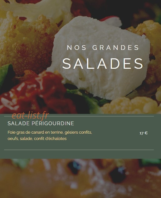 Carte et menu de Les Toqués d'Anjou à Rives-du-Loir-en-Anjou — Les grandes salades