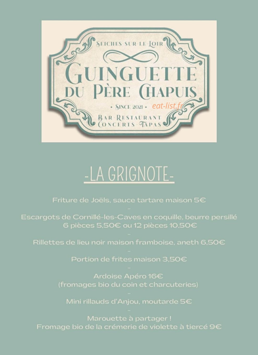 Guinguette du Père Chapuis — carte page 1
