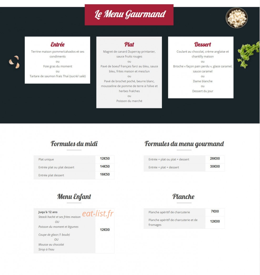 Carte et menu de Ô coin des Baugeois à Baugé-en-Anjou  — Les menus gourmands