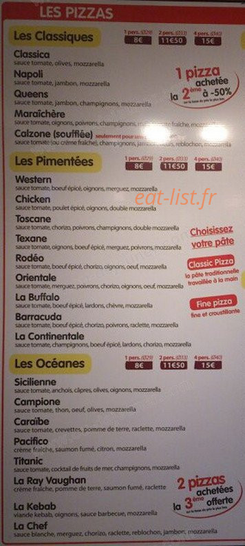 La Pizza à Emporter — carte page 1