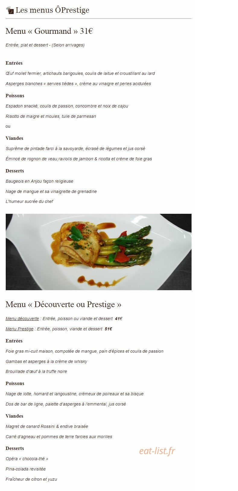 Ô Prestige — carte page 1