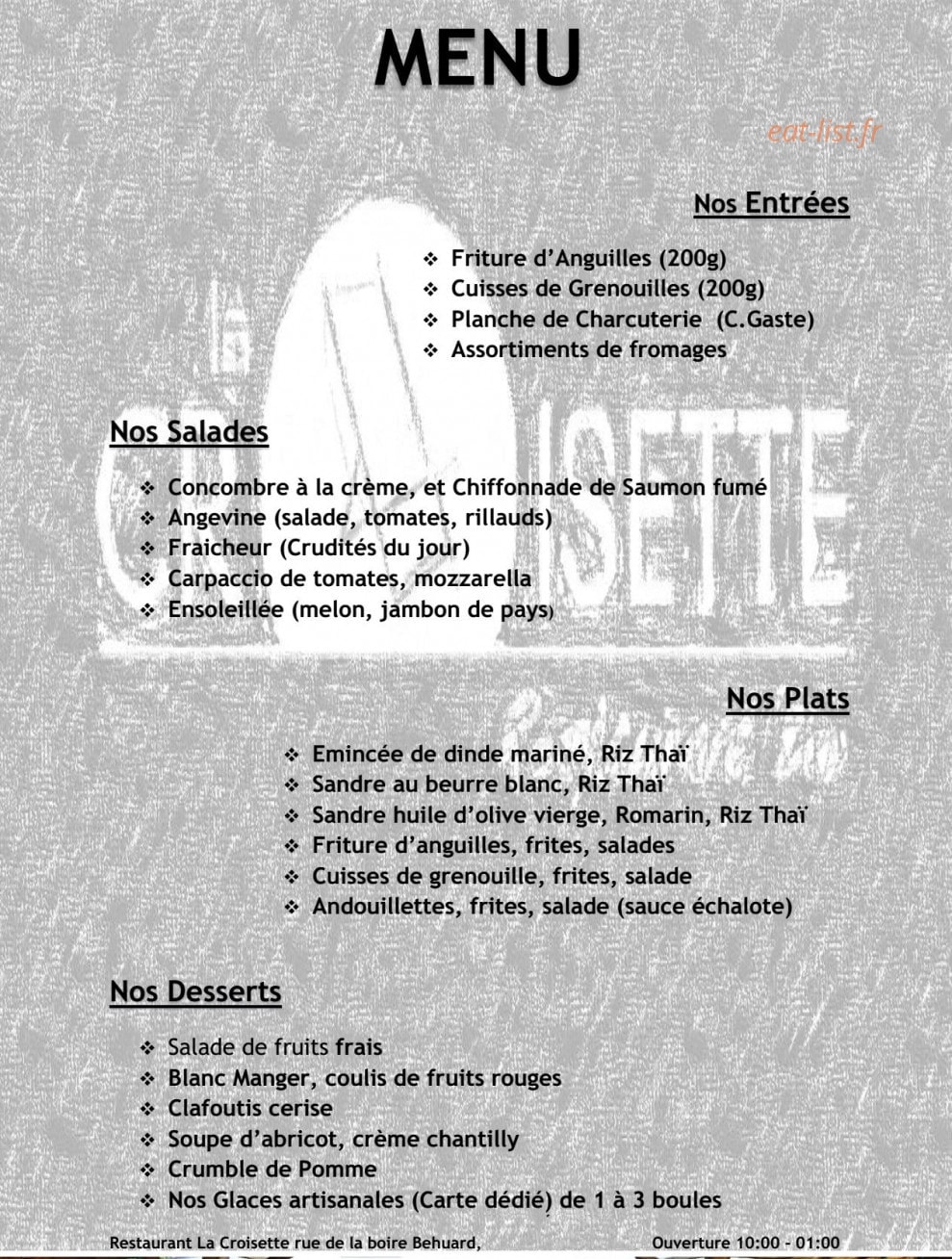 La Croisette — carte page 1