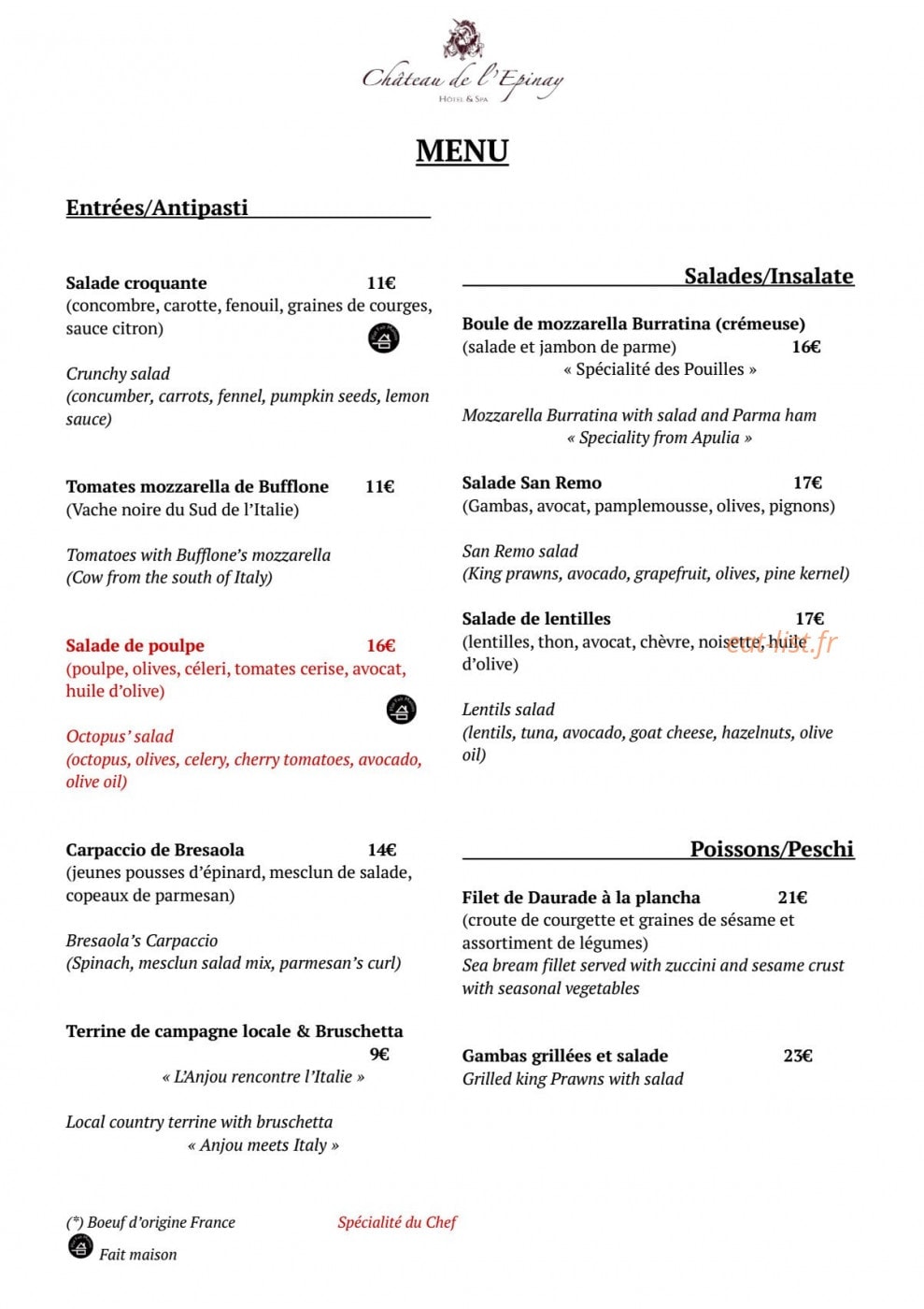 L'Orangerie — carte page 1