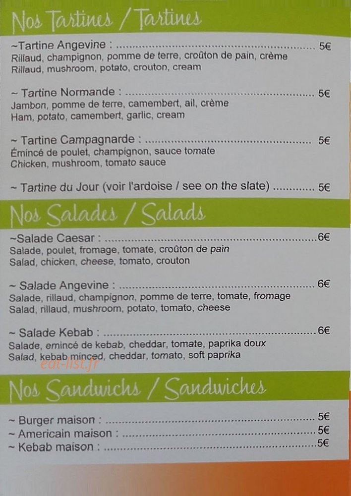 La cuisine tartine — carte page 2