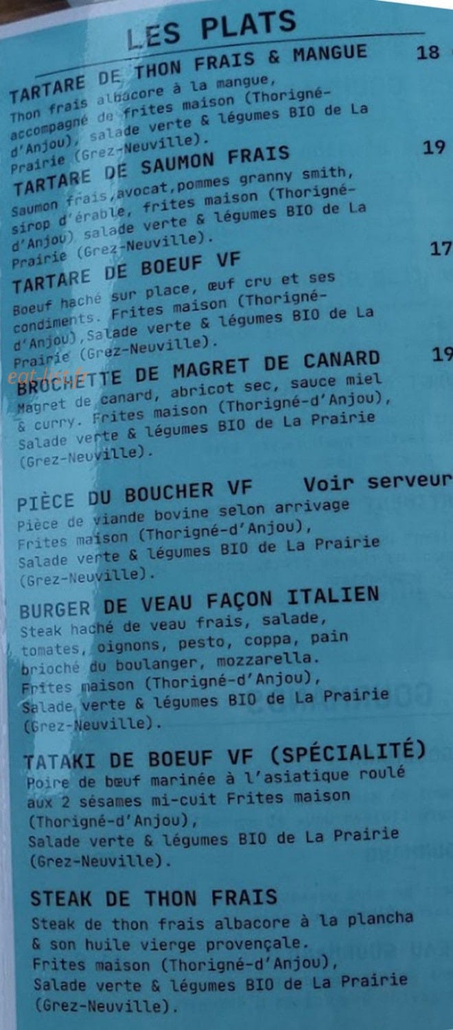 Comme à la Maison — carte page 3