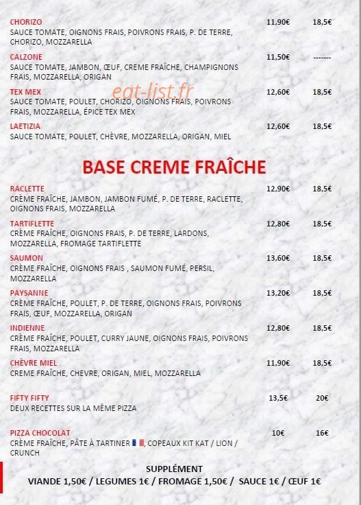 Laëtizia Pizza — carte page 2
