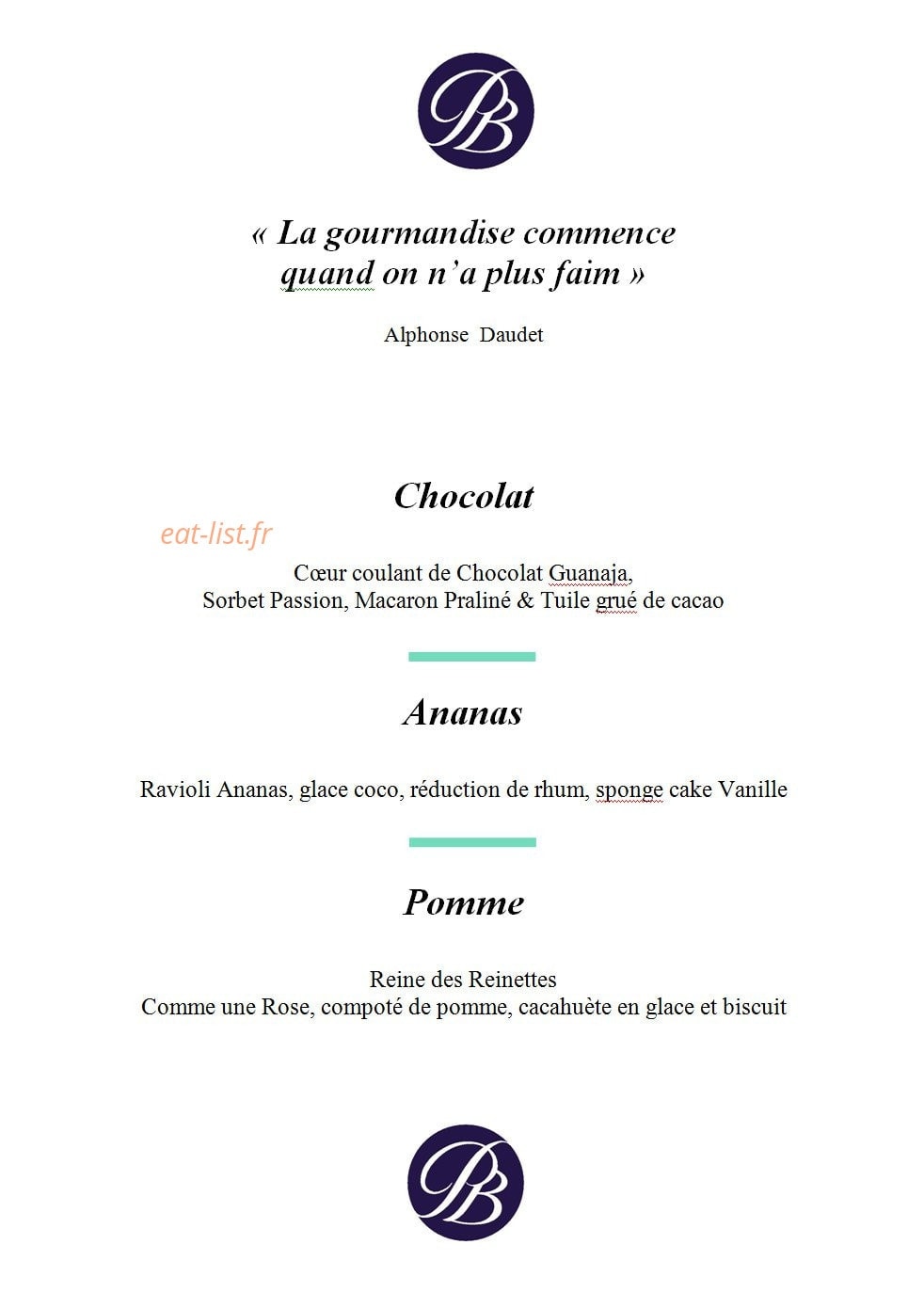 Le Pigeon Blanc — carte page 2