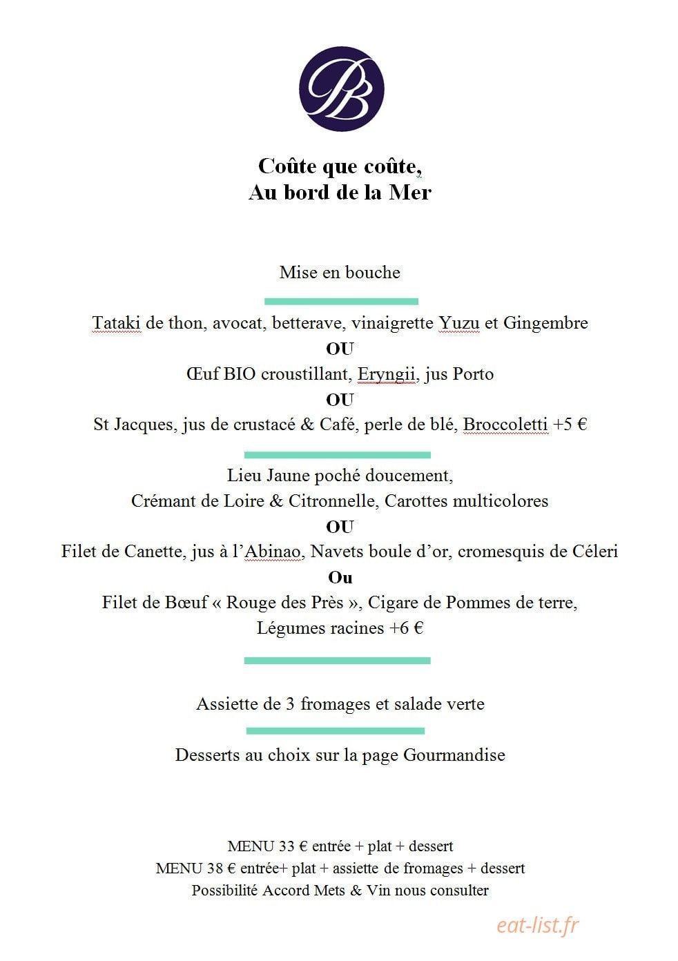 Le Pigeon Blanc — carte page 1