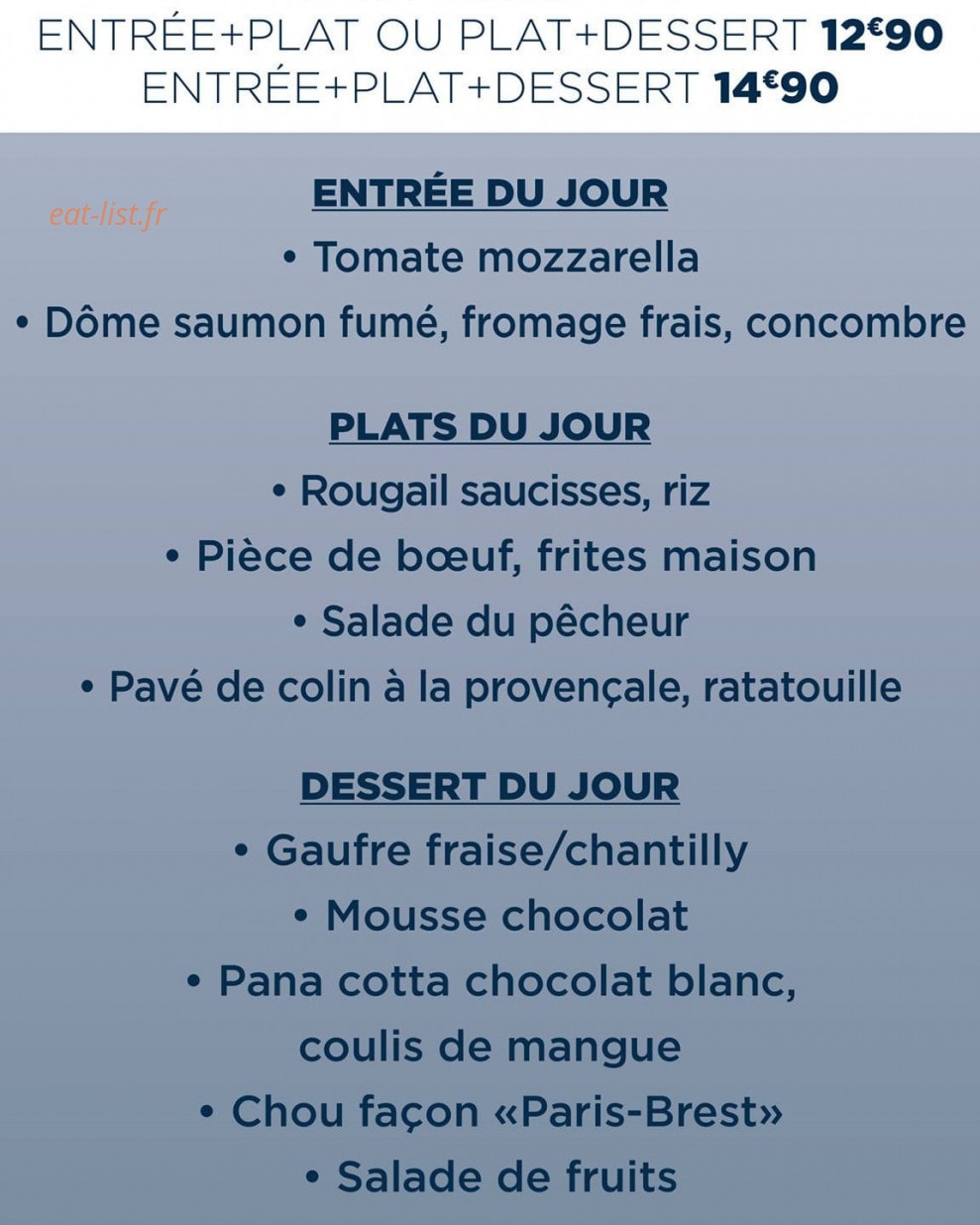 La Cantine — carte page 1