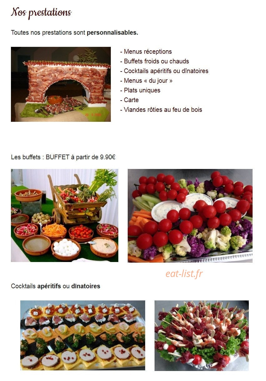 Carte et menu de Le Guérin Des Fontaines à Fontaine Guerin — Les prestations