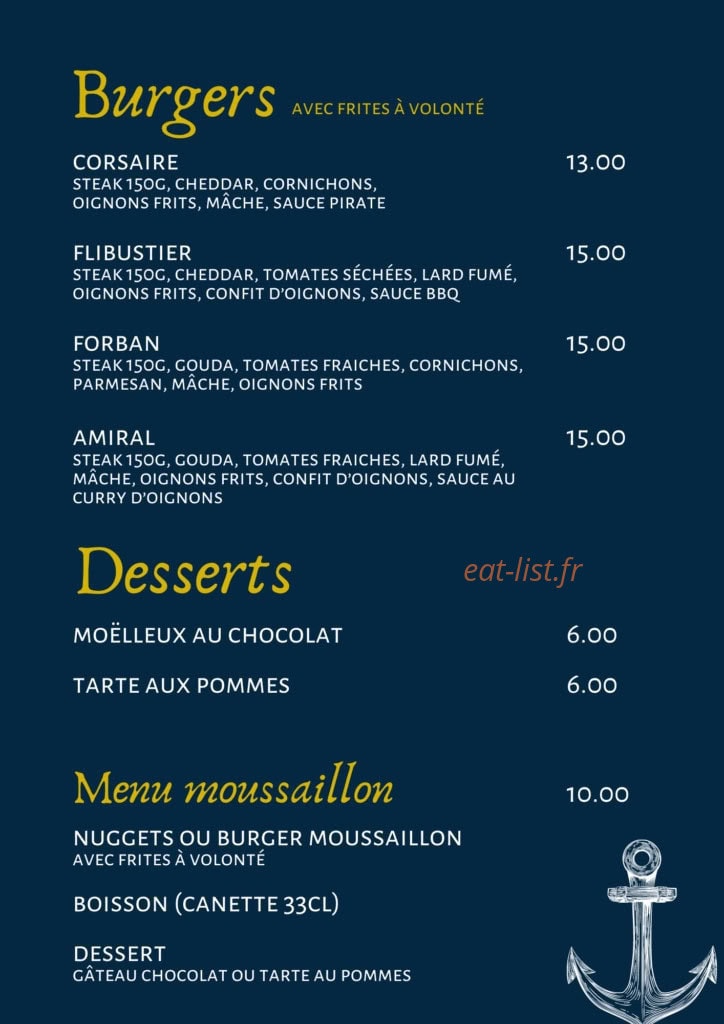 Auberge Pirate — carte page 2
