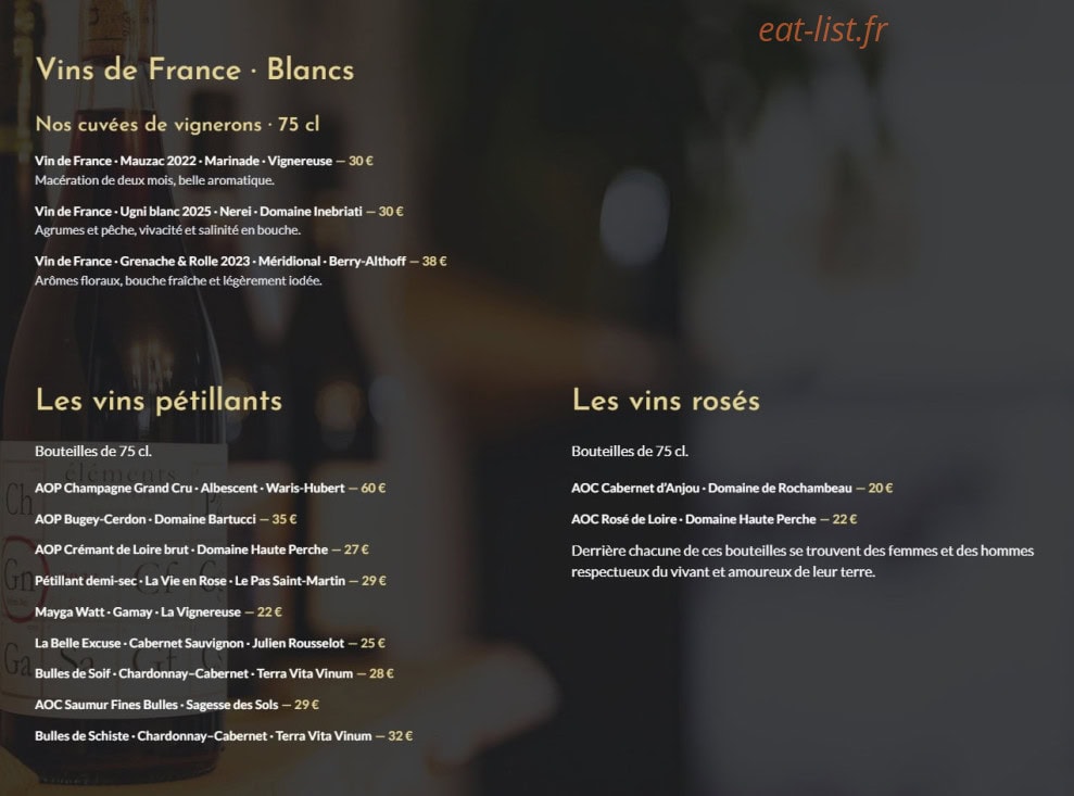 Carte et menu de La Luciole à Loire-Authion — Boisson 4