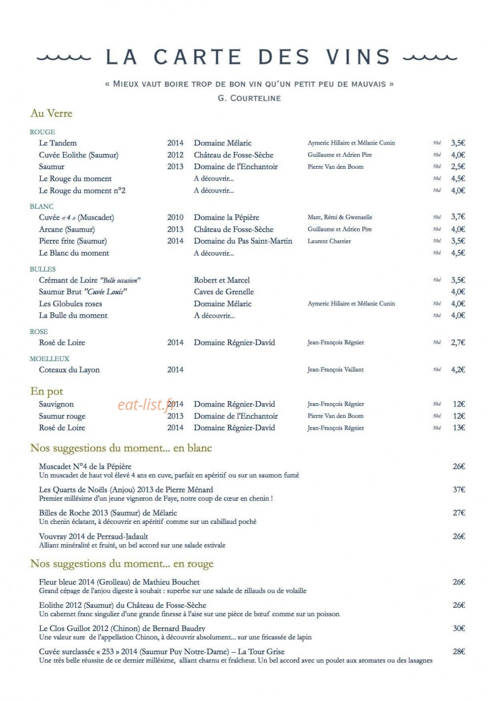 L’Auberge des Isles — carte page 7