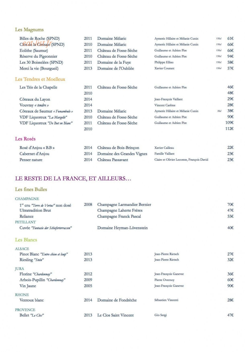 L’Auberge des Isles — carte page 10