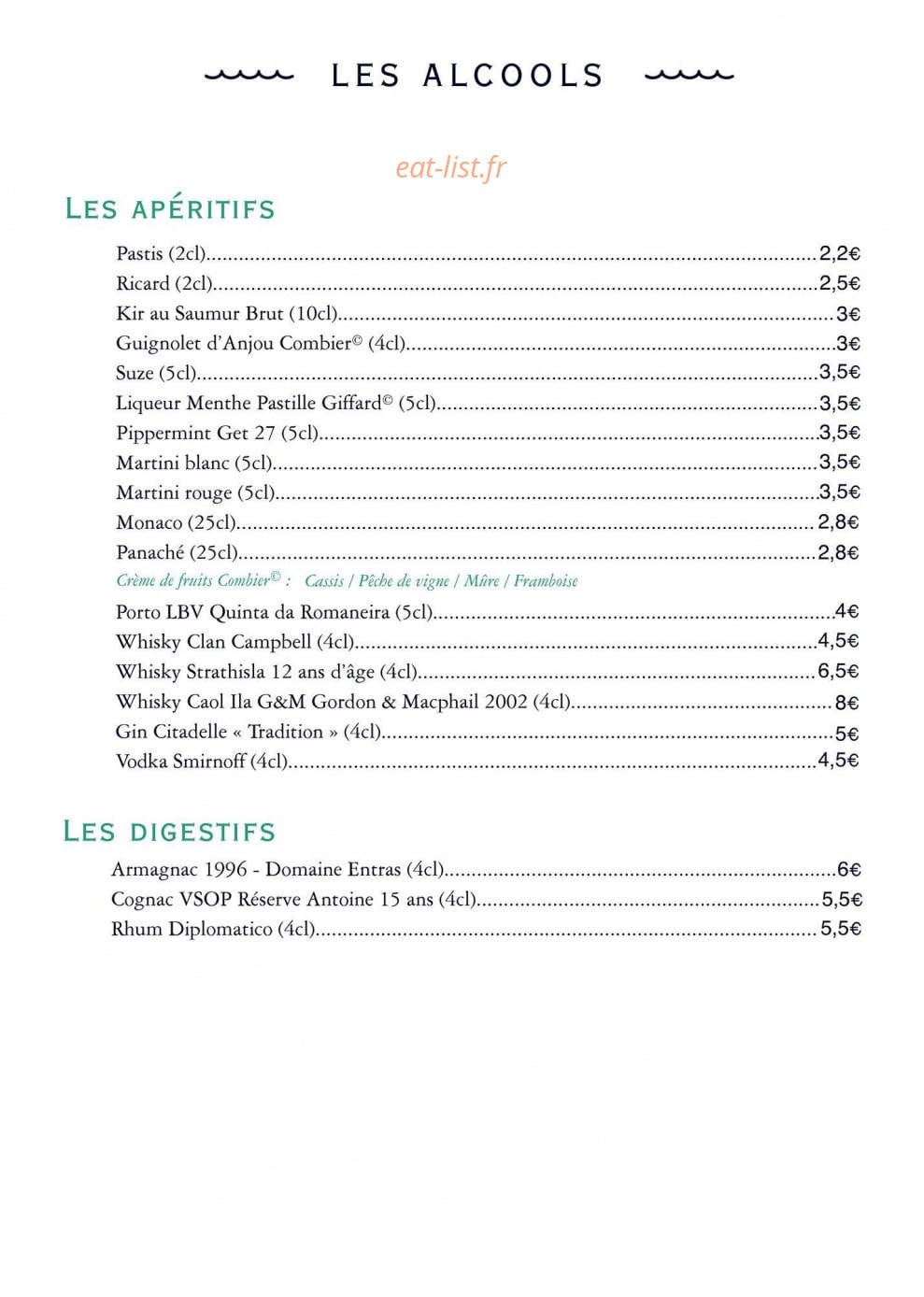 L’Auberge des Isles — carte page 6