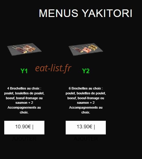 Carte et menu de californian sushi à Chalonnes sur Loire — Les menus yakitori