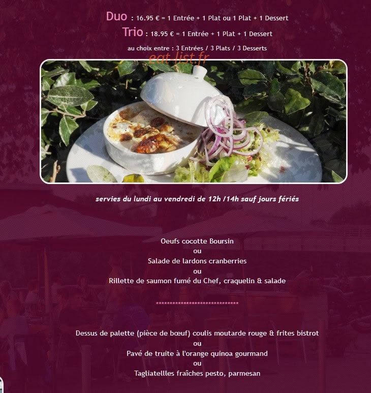 Le Bistrot des Quais — carte page 1