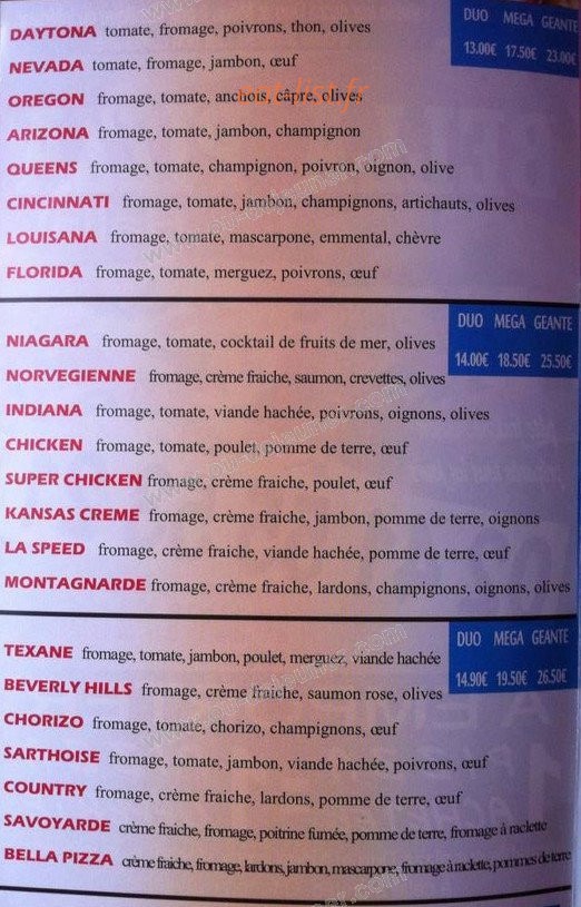 Bella Pizza — carte page 2