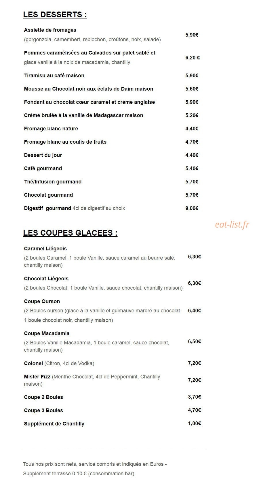 Faubourg Café — carte page 6
