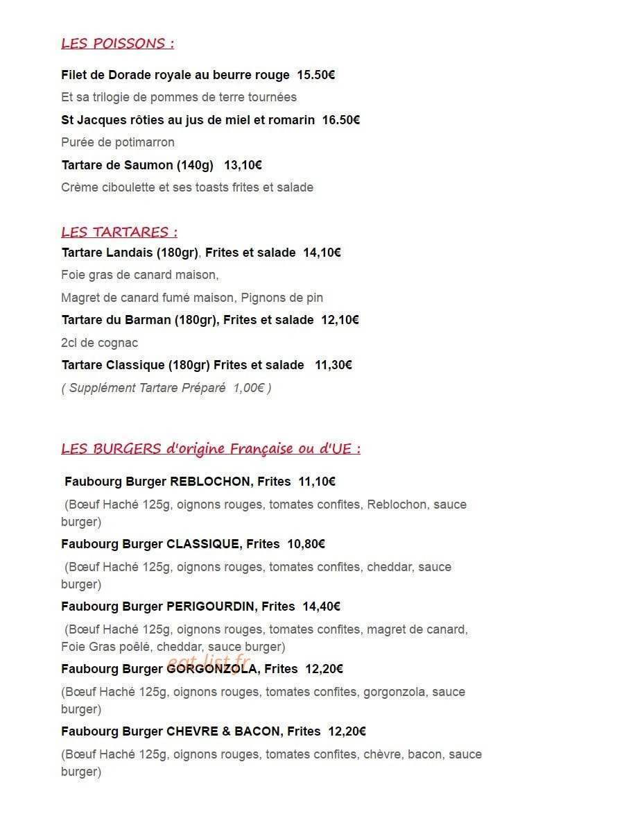 Faubourg Café — carte page 4
