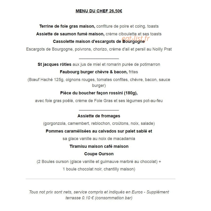 Faubourg Café — carte page 2
