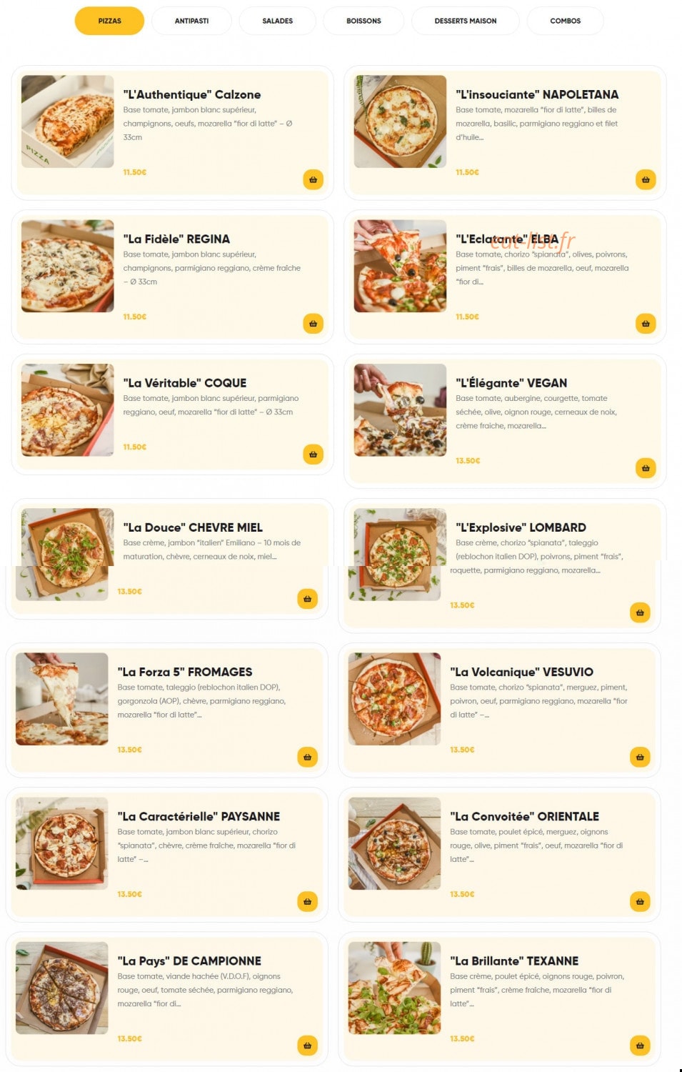 Fine & Za — carte page 1