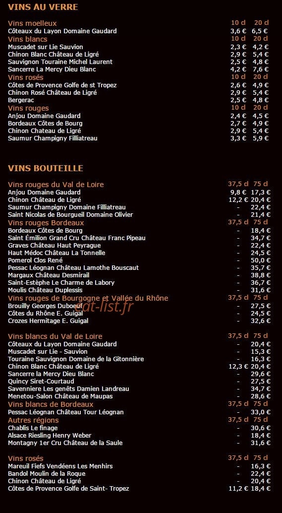 Grand Café — carte page 8