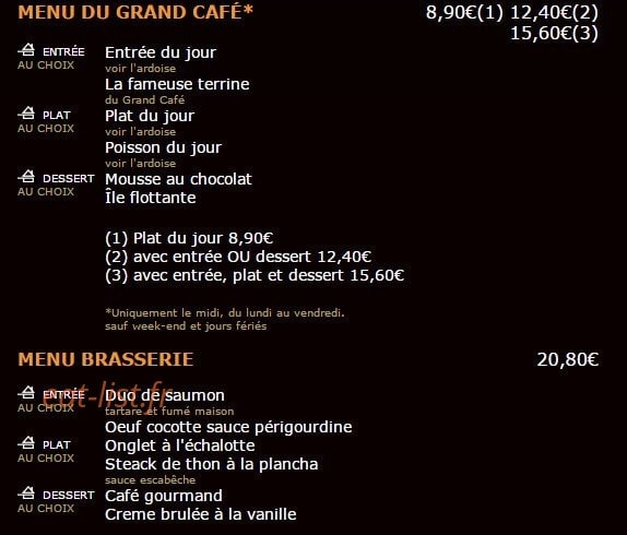 Grand Café — carte page 6