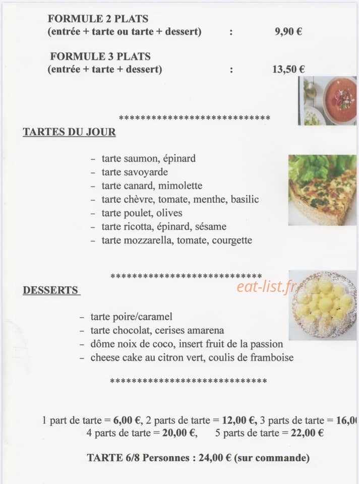 La Tarterie De L'orangerie — carte page 1