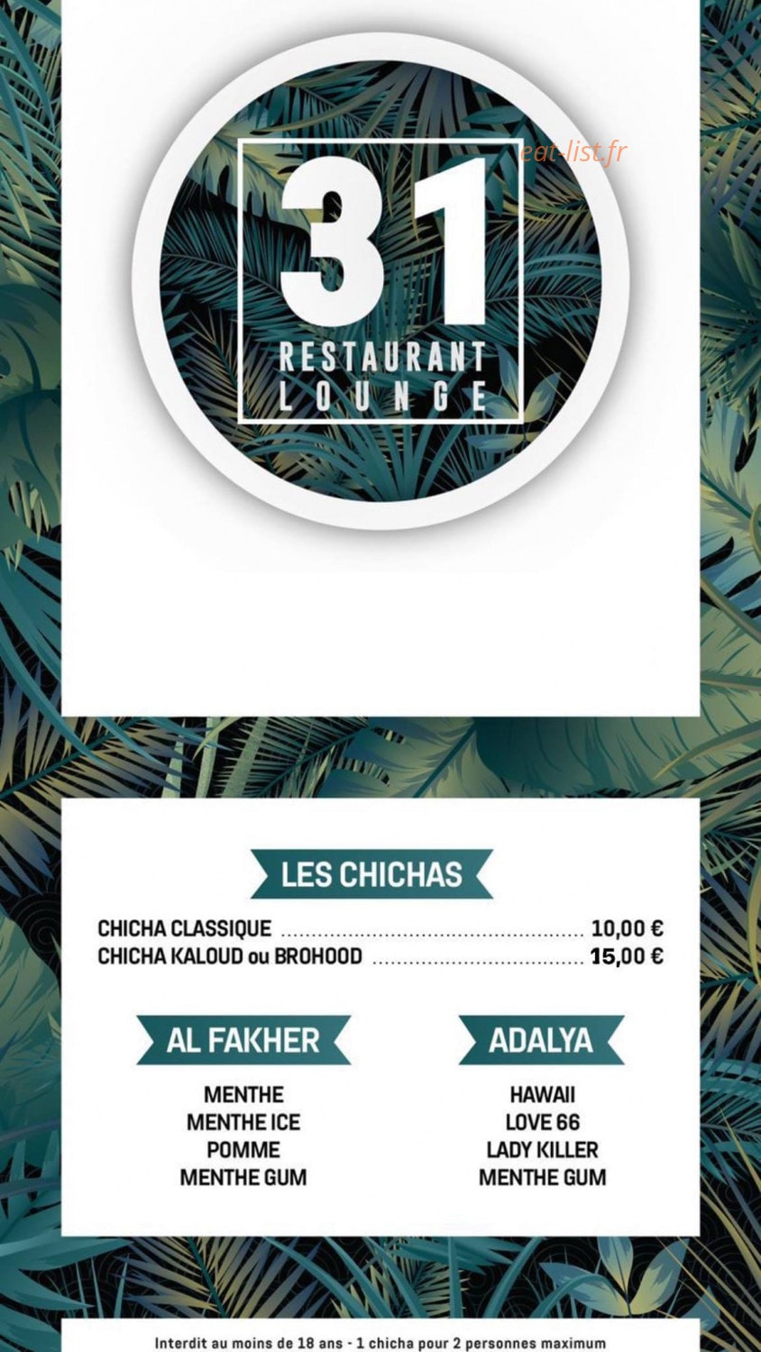 Le 31 Lounge — carte page 1