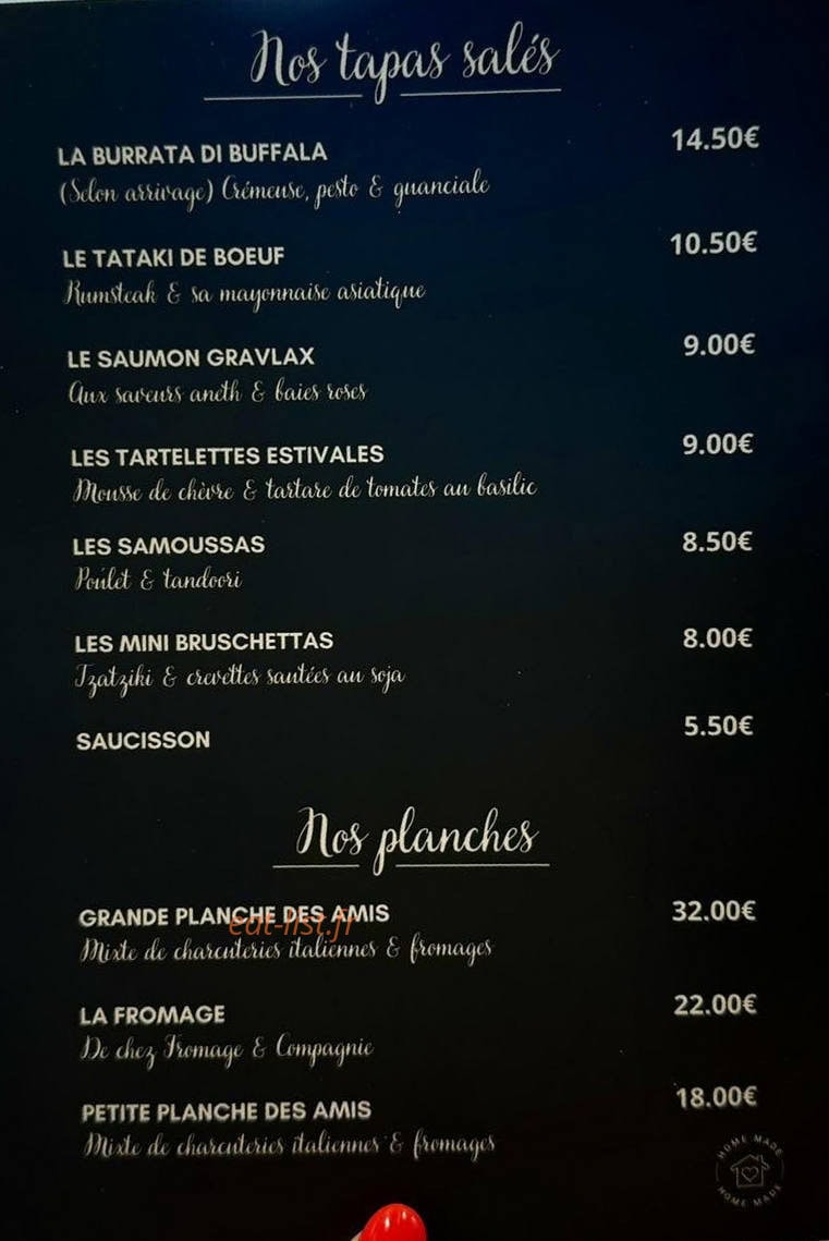 Le bar des amis — carte page 1