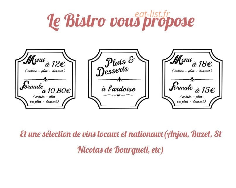 Le Bistro — carte page 1
